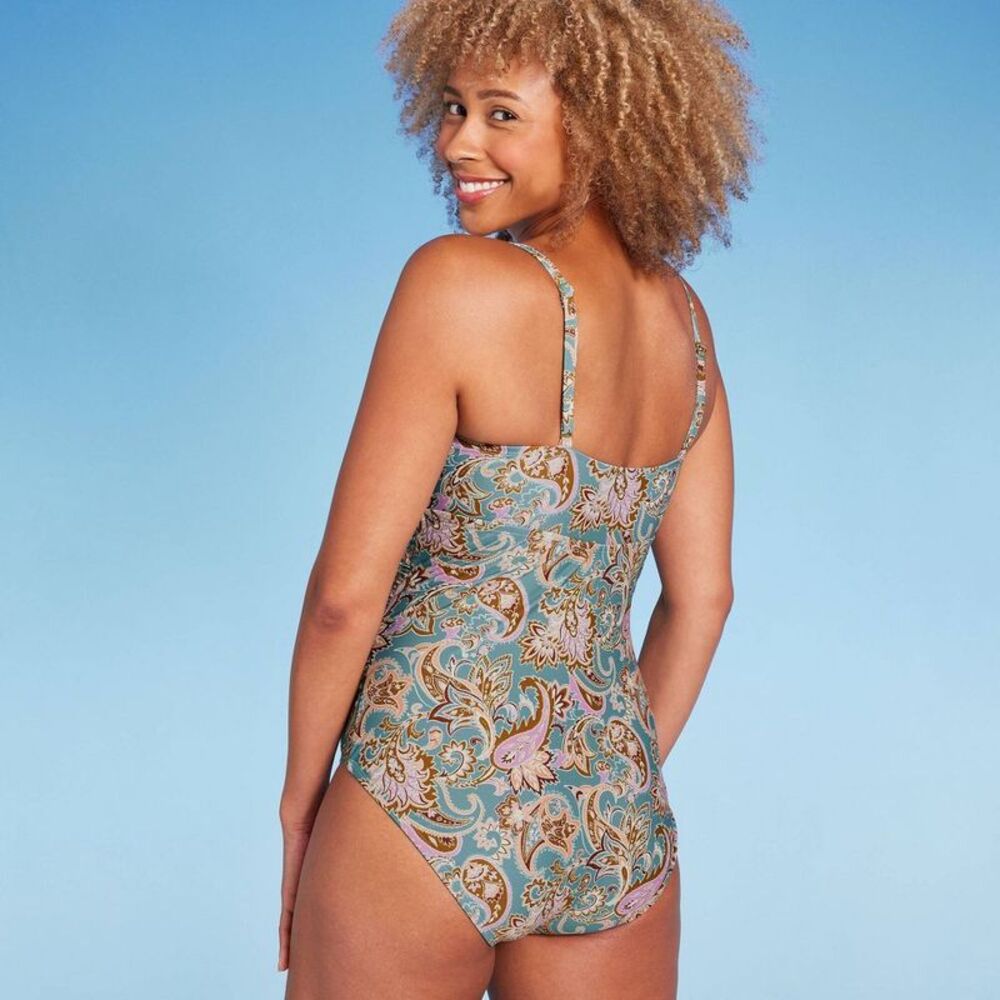 Shade & Shore -  Women's Bandeau Swimsuit Swimwear Pa Paisley - Picture 4 of 4